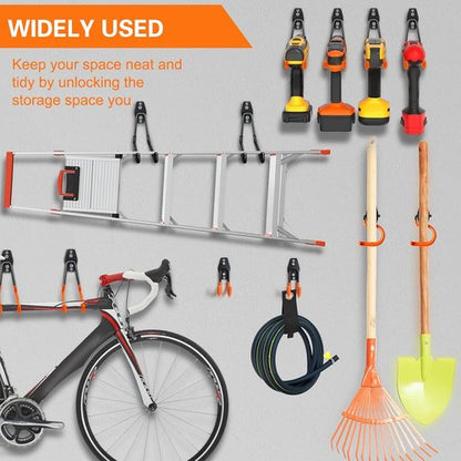 HUPBIPY Heavy Duty Garage Hooks - 18 Pack Steel Wall Mount Organizer for Tools, Ladders & Bikes