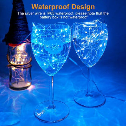 Btfarm 30 Pack Fairy Lights - Battery Operated 7ft Twinkle Lights | Waterproof Mini Silver Wire for Weddings & Decor, Blue