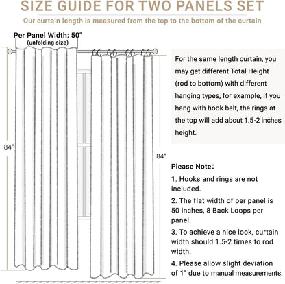 Skiennix 100% Blackout Linen Curtains - Thermal Insulated Drapes for Bedroom | 42" W x 45" L, Bright White, 2 Panels Set