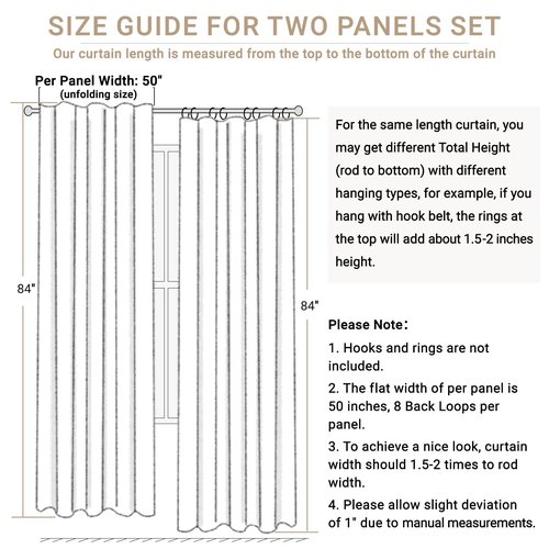 100% Blackout Shield Linen Blackout Curtains for Bedroom 120 Inches Long, Back Tab/Rod Pocket Living Room Drapes, Thermal Insulated Blackout Curtains 2 Panels Set, 50" W x 120" L, Beach Sand