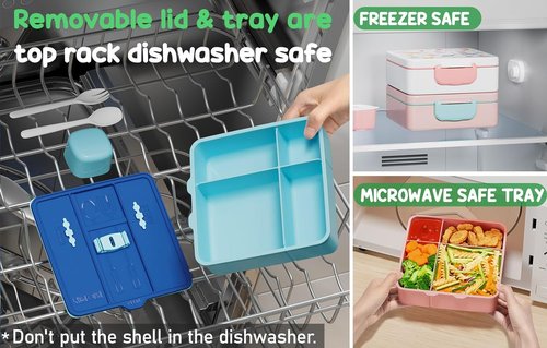 Fimibuke Bento Lunch Box - Leak Proof Toddler Container with 4 Compartments | BPA Free, Dishwasher Safe, Ideal for Ages 3-12