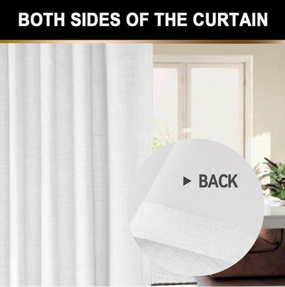 Skiennix 100% Blackout Curtains - Thermal Insulated Faux Linen | 84" Length, 2 Panels, Bright White