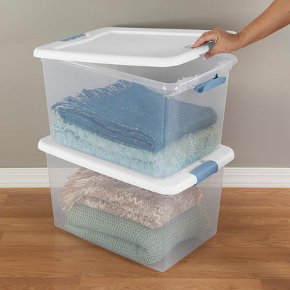 Sterilite 64 Quart Clear Plastic Storage Bins - 4-Pack Latching Organizers for Home & Dorm Use