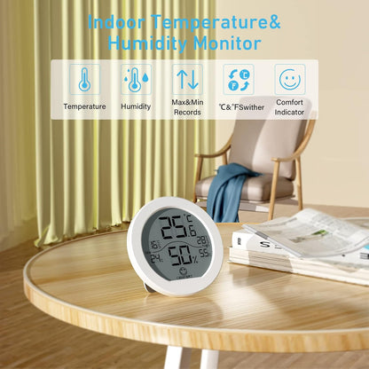 SECRUI Digital Hygrometer Thermometer - Accurate Indoor Humidity & Temperature Meter | LCD Display, White
