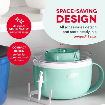 Dash My Mug Ice Cream Maker - Create Delicious Gelato, Frozen Yogurt & Sorbet - Easy to Clean - Aqua, 2 Bowls