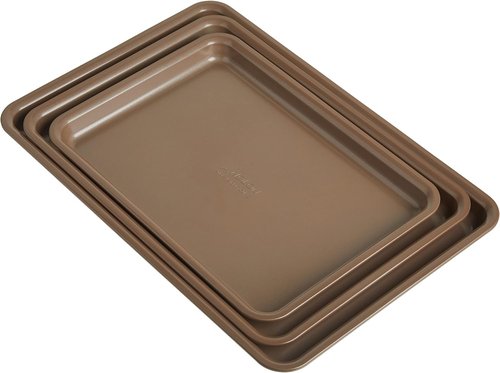 Anolon Gourmet Nonstick Bakeware Set - 3 Piece Cookie & Baking Sheets in Bronze Brown