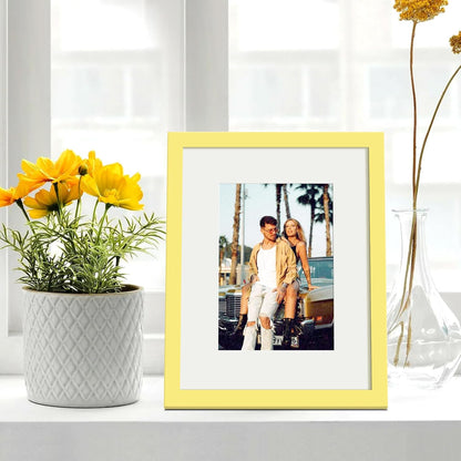 Upsimples 8x10 Picture Frame - Versatile Display for 5x7 Photos with Mat or 8x10 Without | Yellow, 1 Pack