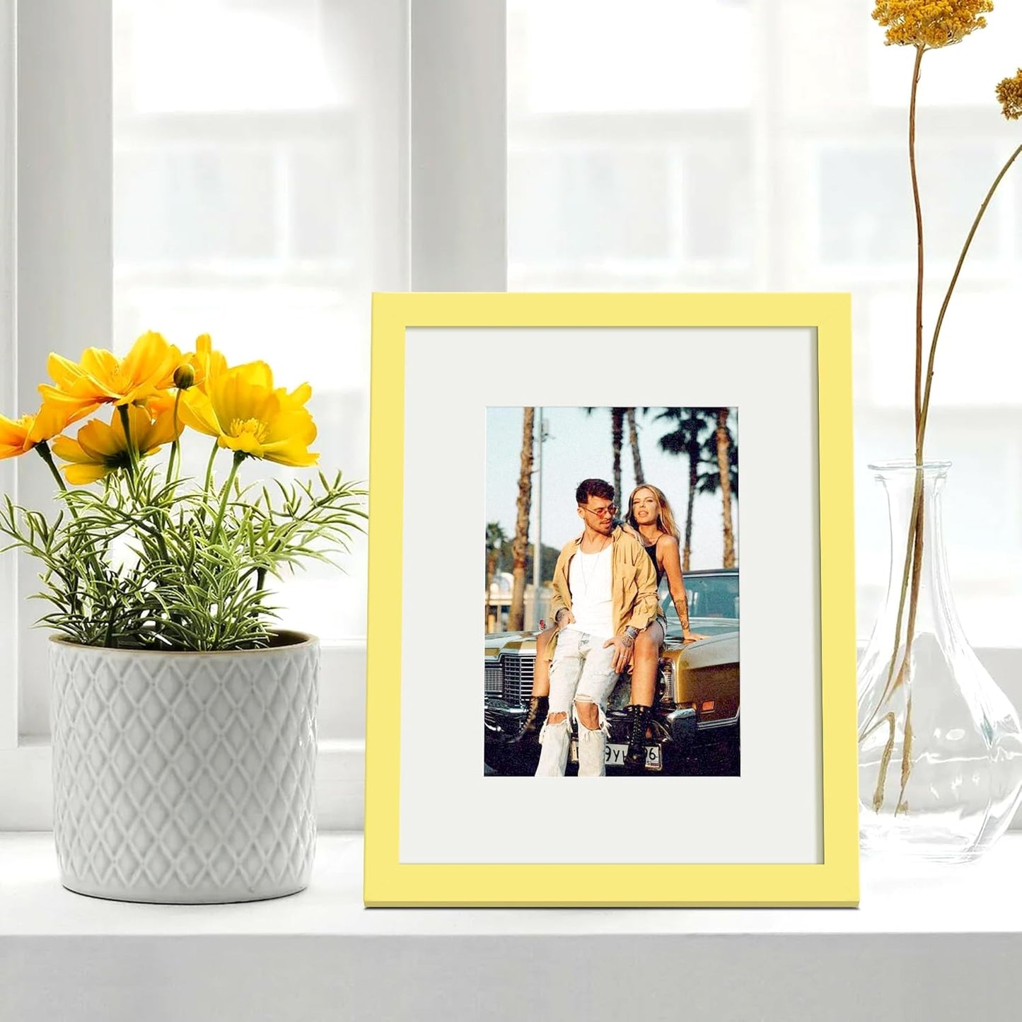 Upsimples 8x10 Picture Frame - Versatile Display for 5x7 with Mat or 8x10 Without - Yellow, 1 Pack