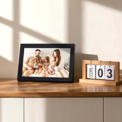 upsimples 5.5x8.5 Picture Frame, Display Pictures 3.5x5 with Mat or 5.5x8.5 Without, Wall Hanging Photo Frame, Black, 1 Pack