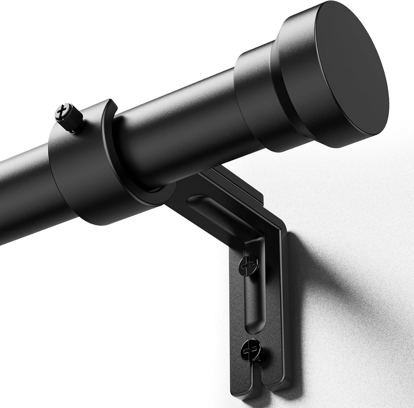 YaFex Curtain Rods - Heavy Duty 1 Inch Adjustable Window Treatment Rods | 32-58 Inch, Modern Black Design