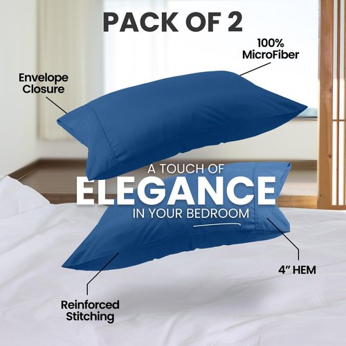 Utopia Bedding Pillow Cases Standard Size 2-Pack – Soft Brushed Microfiber – Envelope Closure – Perfect for Hospitals, Hotels, Guest Rooms – Oeko-TEX Certified, 20x26 Inches (Blue Dusk)