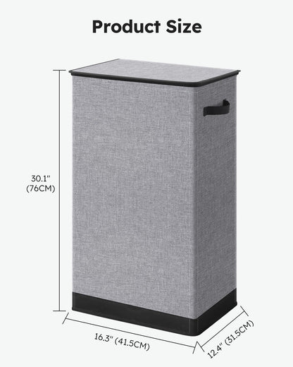 SOLEDI Laundry Hamper - 100L Large Collapsible Basket with Lid & Removable Bag - Grey