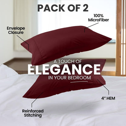 Utopia Bedding King Pillow Cases - 2 Pack - Envelope Closure - Soft Brushed Microfiber Fabric - Shrinkage and Fade Resistant Pillow Covers King Size 20 X 40 Inches (King, Burgundy)