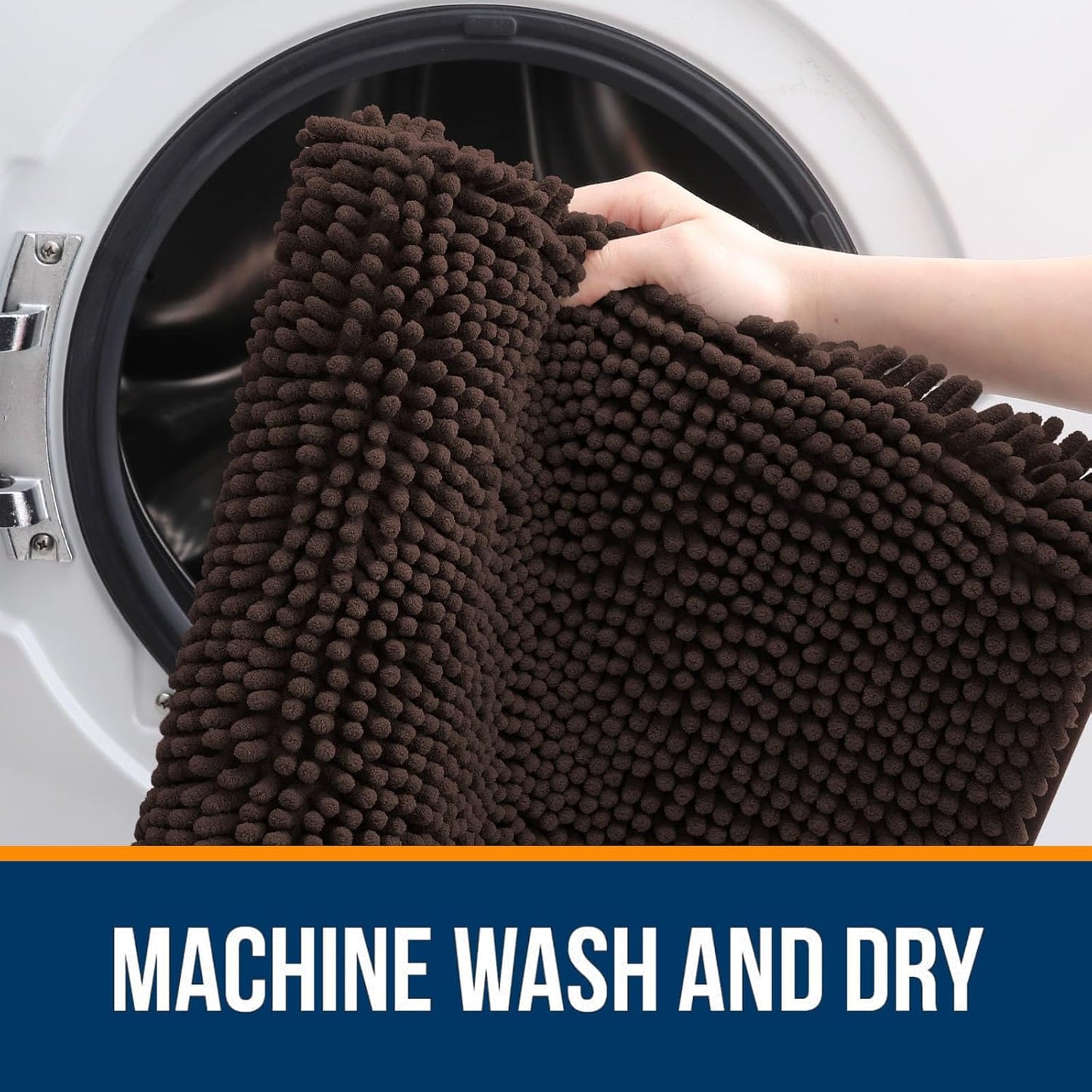 OLANLY Bathroom Rugs - Extra Soft Absorbent Chenille Bath Mats | 30x18, Quick Dry, Machine Washable, Brown