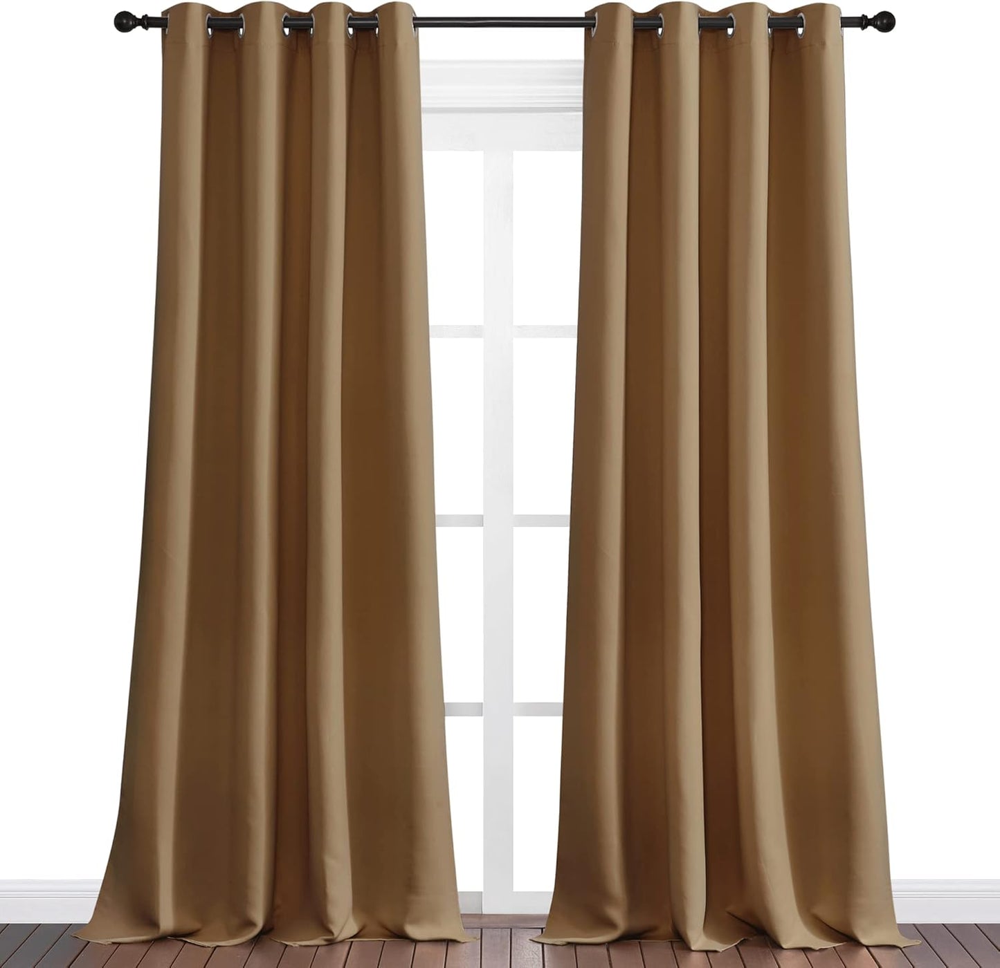 NICETOWN Blackout Curtains - 108 Inch Length, Noise-Reducing, 2 Panels, Gold Brown | W55 x L108 for Luxury Decor