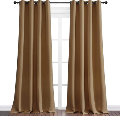 NICETOWN Blackout Curtains - 108 Inch Length, Noise-Reducing, 2 Panels, Gold Brown | W55 x L108 for Luxury Decor