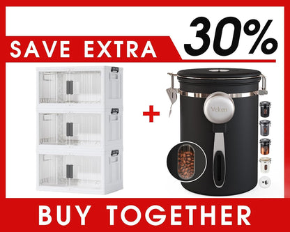 OlarHike 144QT Lockable Storage Bin - Durable Organization Solution | Includes 22oz Black Coffee Canister