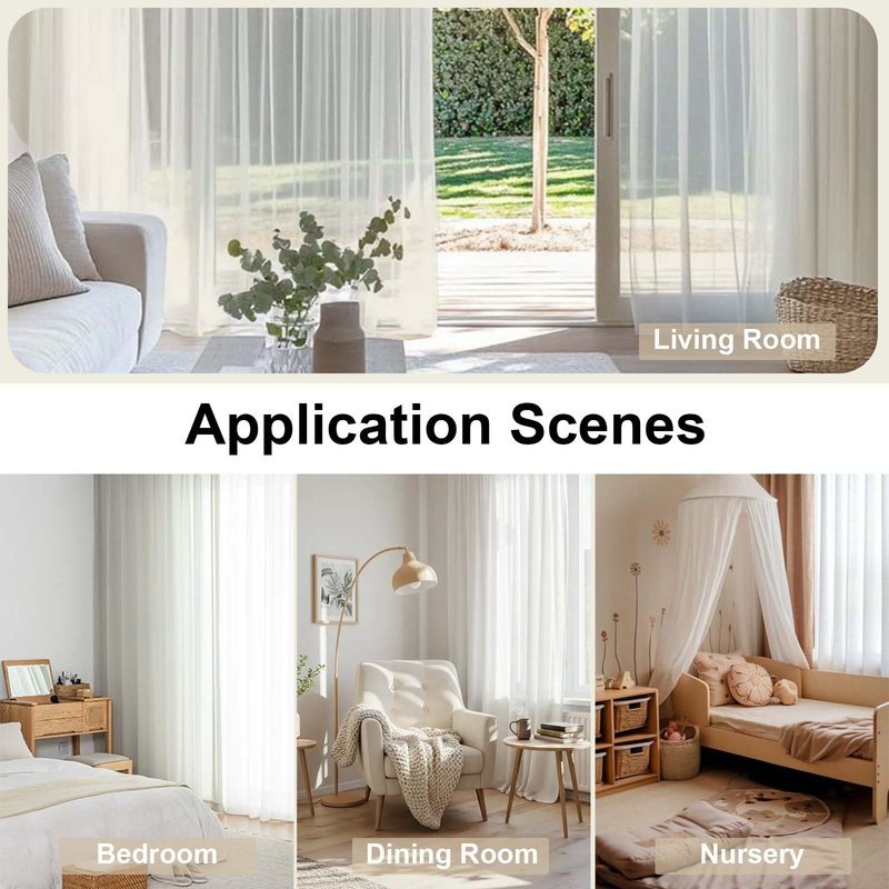 OWENIE Ivory Sheer Curtains 72 Inches Long 2 Panels, Transparent Voile Sheer Curtain Double Rod Pocket Gauze Drapes for Living Room Bedroom Window Sliding Glass Door Treatment, 42 x 72 Inch