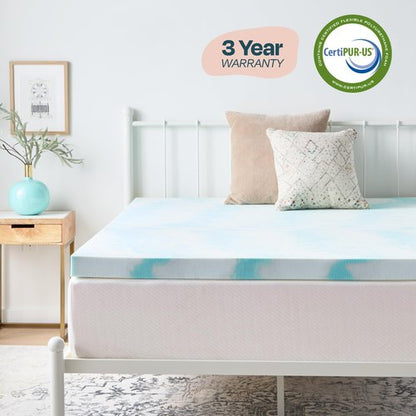 Linenspa 3 Inch Swirl Gel Memory Foam Mattress Topper, California King Size – Cooling Gel Infused, Ventilation Holes – Pressure Relieving Bed Topper – CertiPUR Certified
