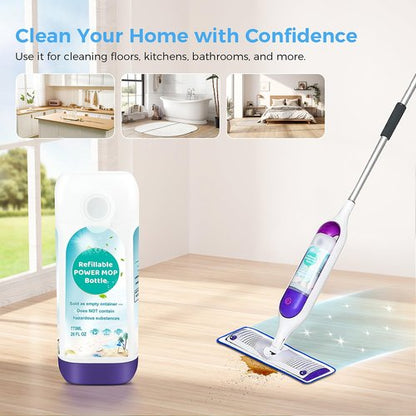 Ndoge Power Mop™ Refillable Bottle for Swiffer® PowerMop™ Multi-Surface Mop, 775ML /26 FL OZ Leak-Proof HDPE Refillable Bottle Solution Powermop™ Reusable Solution Container Replacement