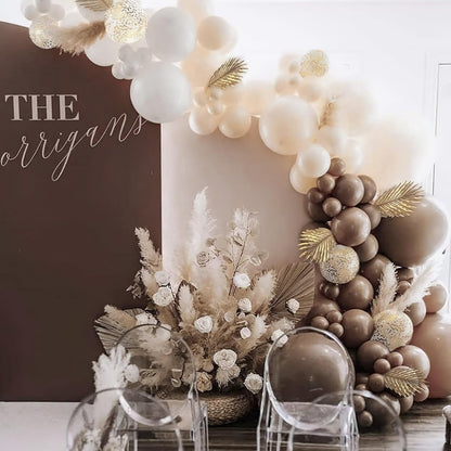 PartyWoo Dark Brown Balloons - 100pcs Boho Coffee Neutral Fall Arch Kit | 5-18 Inch Sizes for Events
