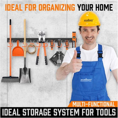 HORUSDY 64-Inch Adjustable Wall Mount Tool Organizer - Versatile Storage for Mops, Brooms & More