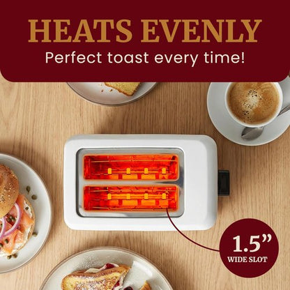 Elite Gourmet Cool Touch Toaster - 7 Toast Settings, Extra Wide 1.5" Slots, Slide-Out Crumb Tray | White