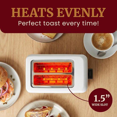 Elite Gourmet Cool Touch Toaster - 7 Toast Settings, Slide-Out Crumb Tray, Extra Wide 1.5" Slots | White