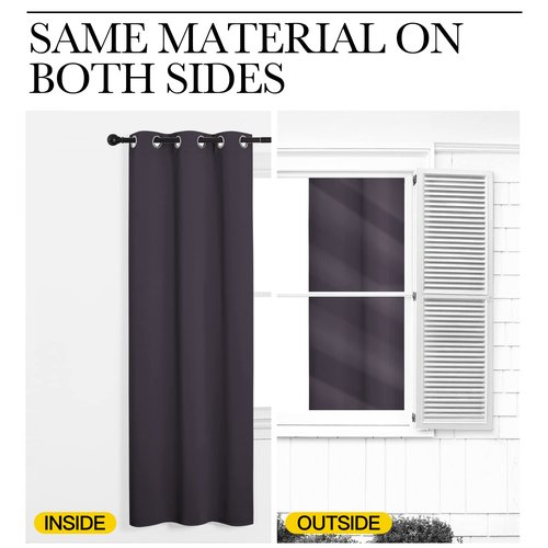 NICETOWN Small Window Blackout Curtains, Home Decoration Thermal Insulated Solid Ring Top Blackout Curtains/Drapes for Bedroom(Greyish Purple, Set of 2, 42 x 63 Inch)