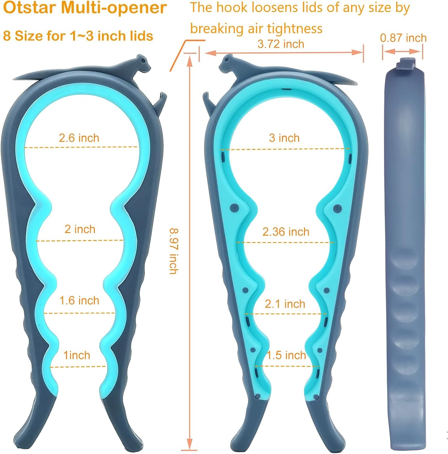 Skiennix Jar Opener - 5-in-1 Bottle Opener with Rubber Grip Pad for Seniors & Arthritis Relief
