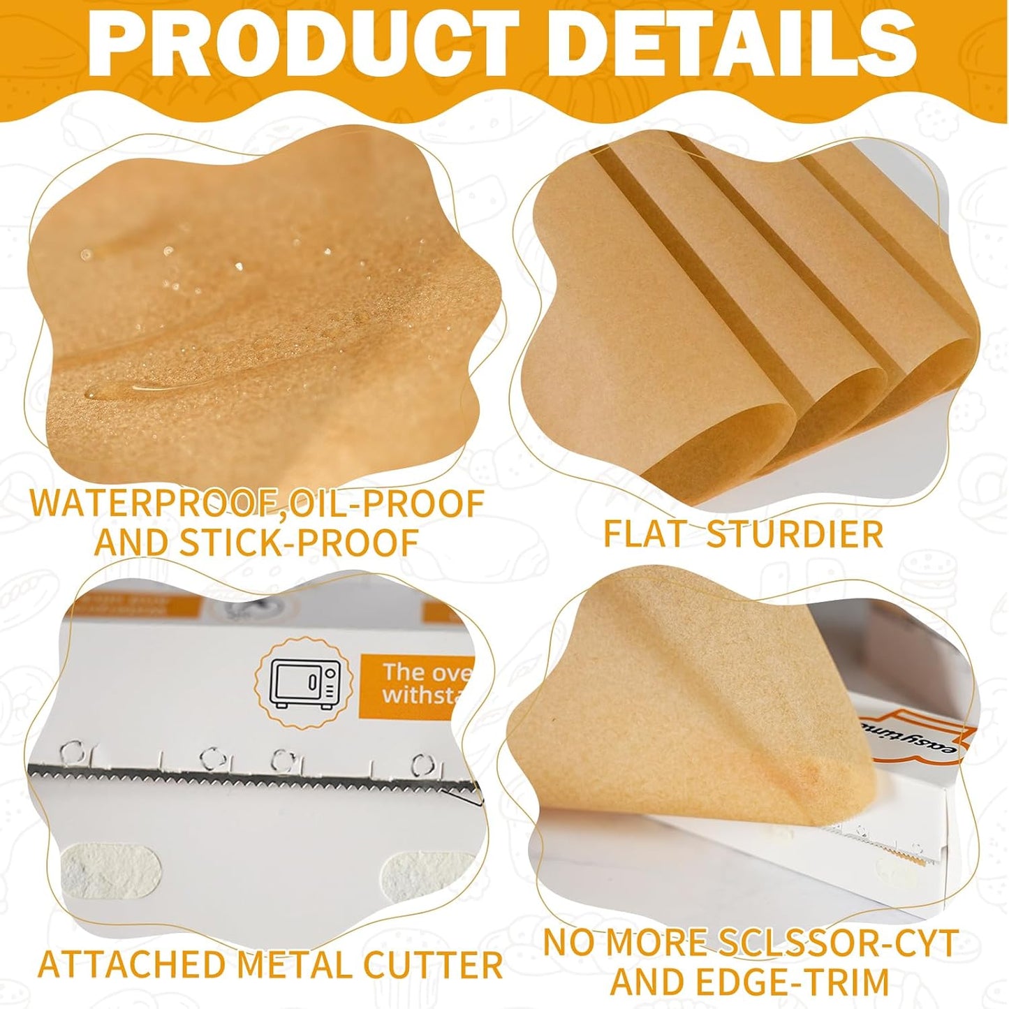 Unbleached Parchment Paper Roll - Non-Stick Baking Paper with Built-In Cutter | 12in x 98ft