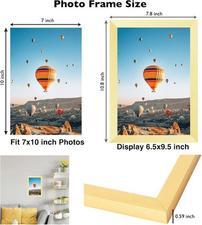 JCJMY Gold 7x10 Picture Frame - Versatile Wall Hanging or Tabletop Display for Photos