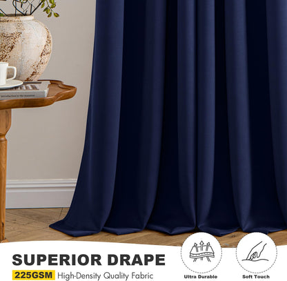 MIULEE Navy Blue Blackout Curtains - Thermal Insulated Room Darkening Drapes | 96 Inches Long, 2 Panels