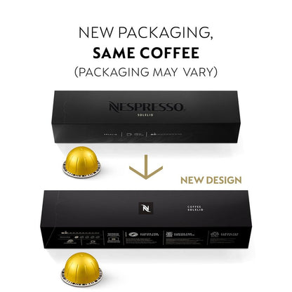 Nespresso Capsules Vertuo,Solelio,Mild Roast Coffee,30-Count Coffee Pods,Brews 7.8 oz.,(Pack of 2)
