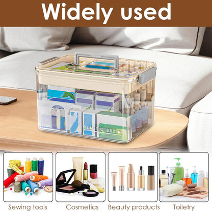 Regine Switzerland Medicine Organizer - Durable Plastic First Aid Storage Box with Handle | Transparent Design