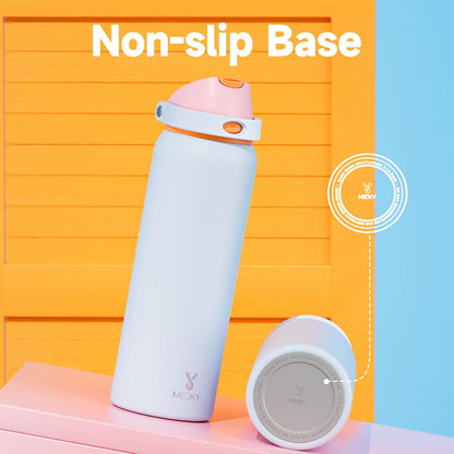 Meoky 40 Oz Insulated Water Bottle - Leak Proof, 2-in-1 Lid, Cold for 24 Hours, BPA-Free - Periwinkle