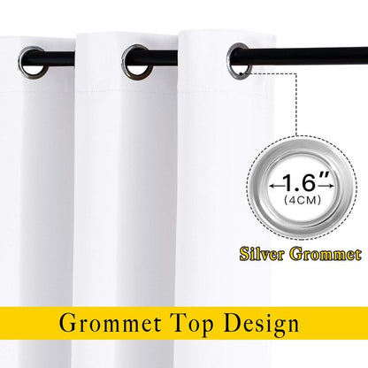 NICETOWN White Short Window Curtains for Windows 50 inch Long - Solid Grommet 50% Light Reducing Thermal Insulated Curtain Panels for Kitchen/Bedroom (White, W34 x L50, 1 Pair)