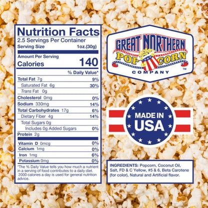 Great Northern Popcorn | 2.5oz Popcorn Machine Packets - Movie Theater Style Kernels, Salt & Oil (24 Count)