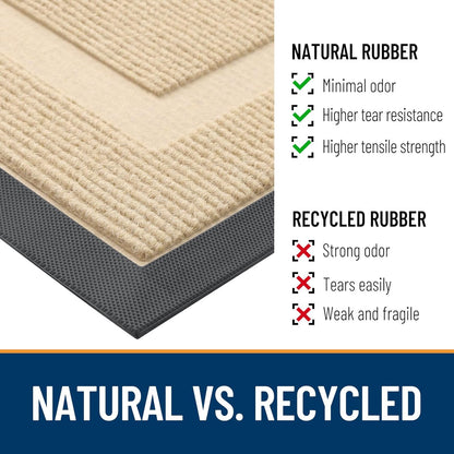 OLANLY Waterproof Front Door Mat - All-Season, Sturdy Natural Rubber, Easy Clean | 23.5"x15.5", Beige