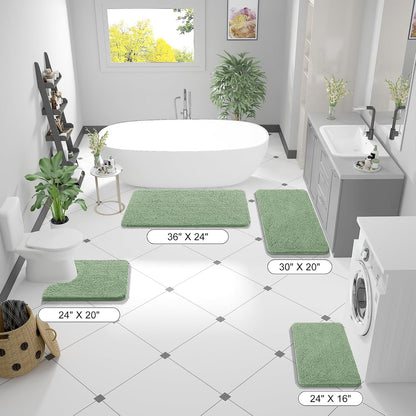 OLANLY Large Bathroom Rugs - Extra Soft Chenille Bath Mats | Quick Dry, Machine Washable, 40x32, Sage Green