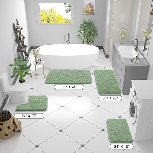 OLANLY Bathroom Rugs 24x16, Extra Soft Absorbent Chenille Bath Rugs, Rubber Backing Quick Dry, Machine Washable Bath Mats for Bathroom Floor, Tub and Shower, Home Decor Accessories, Sage Green