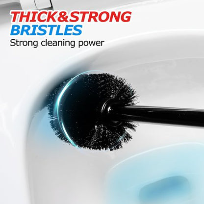 FORASTO 2 in 1 Toilet Plunger and Brush Set, Toilet Bowl Cleaning Combo, Groove Gap Brush, Black