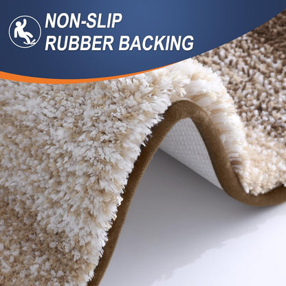 OLANLY Large Bathroom Rugs - Extra Soft Microfiber Mat 54x24 | Quick Dry & Washable, Light Brown
