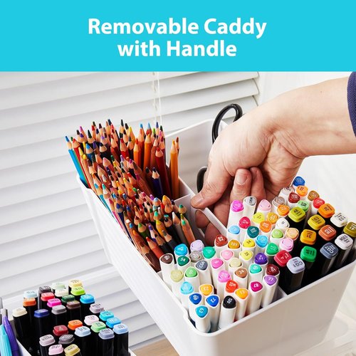 MACOPRO Plastic Storage Box - Clear Craft Organizer with Removable Tray for Beads & Tools | White, 1 Pack