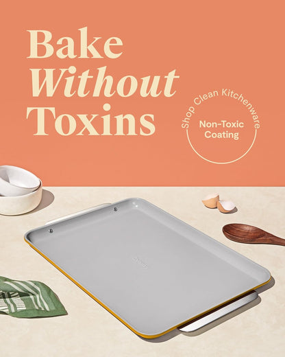 Caraway Non-Stick Ceramic Baking Sheet - Non-Toxic & PTFE Free - Ideal for Baking & Roasting - Large 18" x 13" - Marigold
