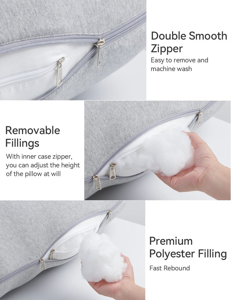 Momcozy U Shaped Pregnancy Pillows with Cotton Removable Cover, 57 Inch Full Body Pillow Maternity Support, Must Have for Pregnant Women, Hatha Grey