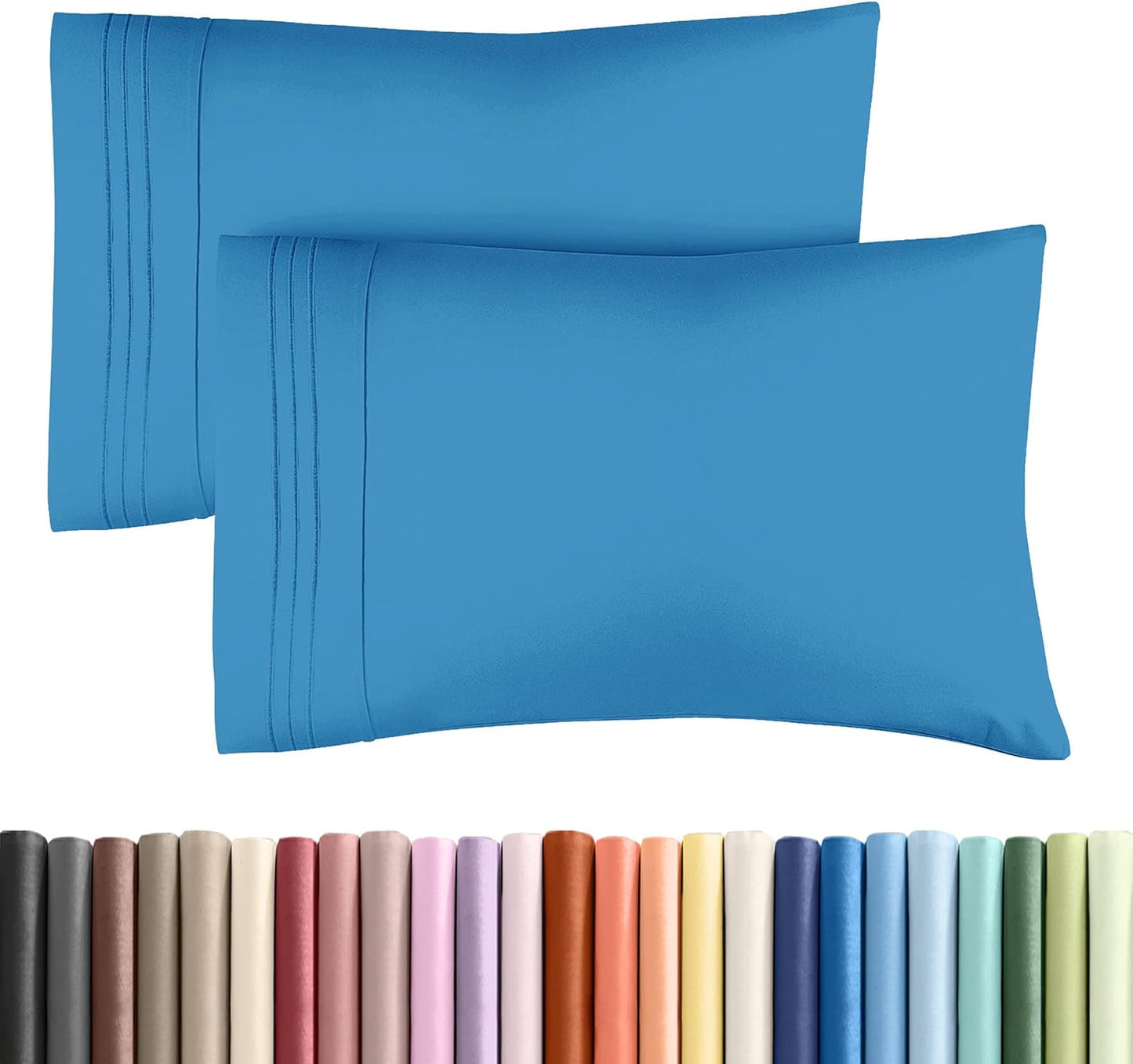 Standard Pillow Cases by [Brand Name] - Soft Hotel Quality Covers | Comfy, Wrinkle-Free & Stain Resistant - Denim Blue, Set of 2