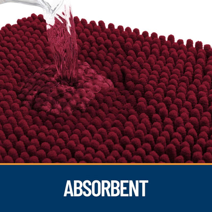 OLANLY Dog Door Mat - Absorbent Non-Slip Muddy Paws Design | Quick-Dry Chenille 70x46, Burgundy