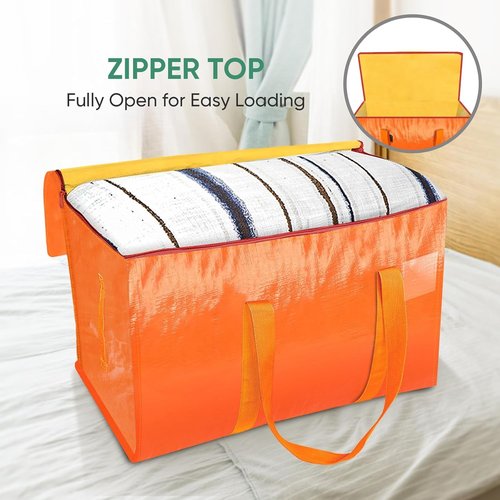 BALEINE 6-Pack Oversized Moving Bags - Heavy-Duty Storage Totes with Reinforced Handles | Orange