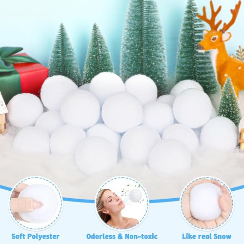 Luces 100 PCS Fake Snow Balls - Plush Indoor & Outdoor Snowball Fight Set for Winter Fun